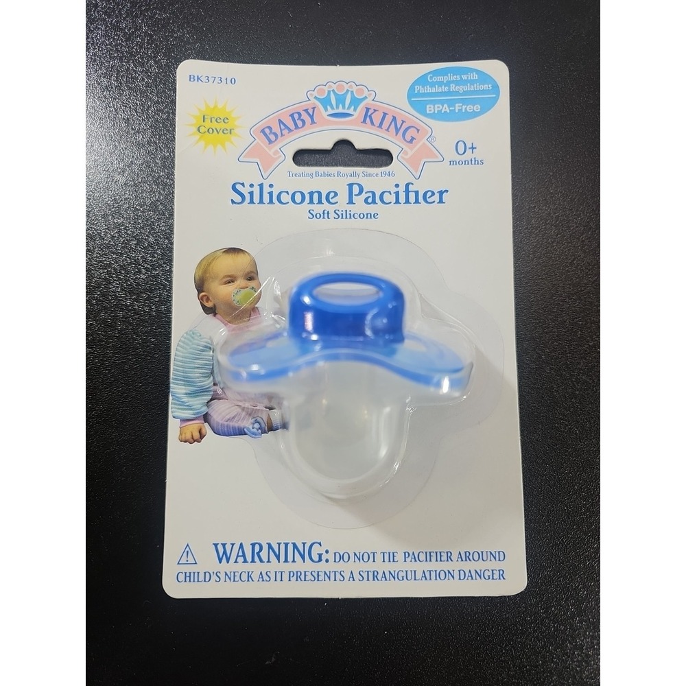 Baby King Printed On Pacifier With Cover Blue
